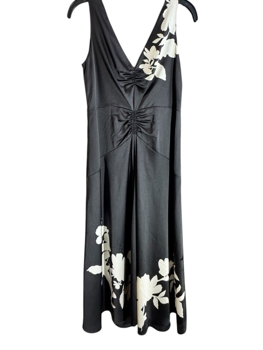 Vince Black Floral Slip Dress Sz 4 - Picture 7 of 10